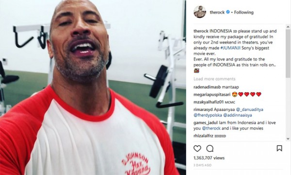 Jumanji Laris, Dwayne ‘The Rock’ Johnson: Terima Kasih, Indonesia!