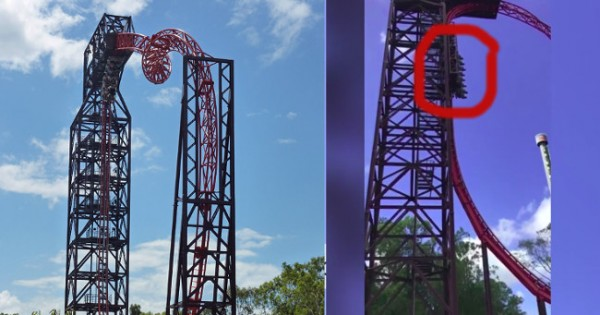 Ngeri Banget, Rollercoaster Ngadat Bikin Penumpang Nyangkut Vertikal!