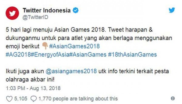 Emoji Asian Games 2018 Resmi Dirilis di Twitter